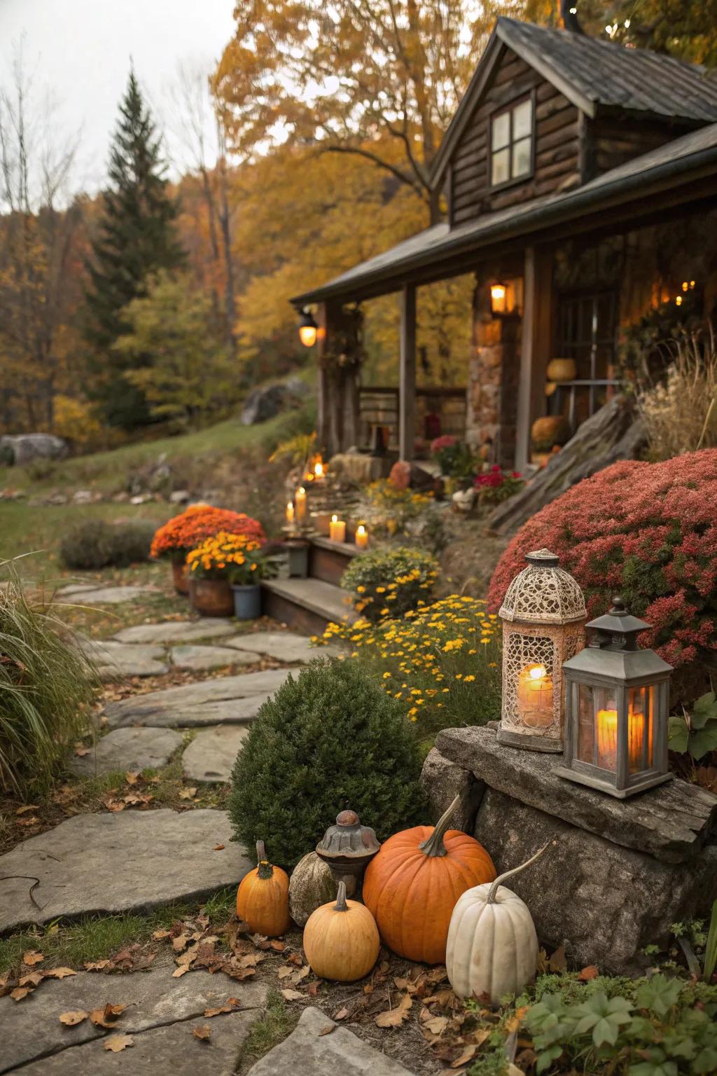 Seasonal decor adds festive touches to your cabin landscape.