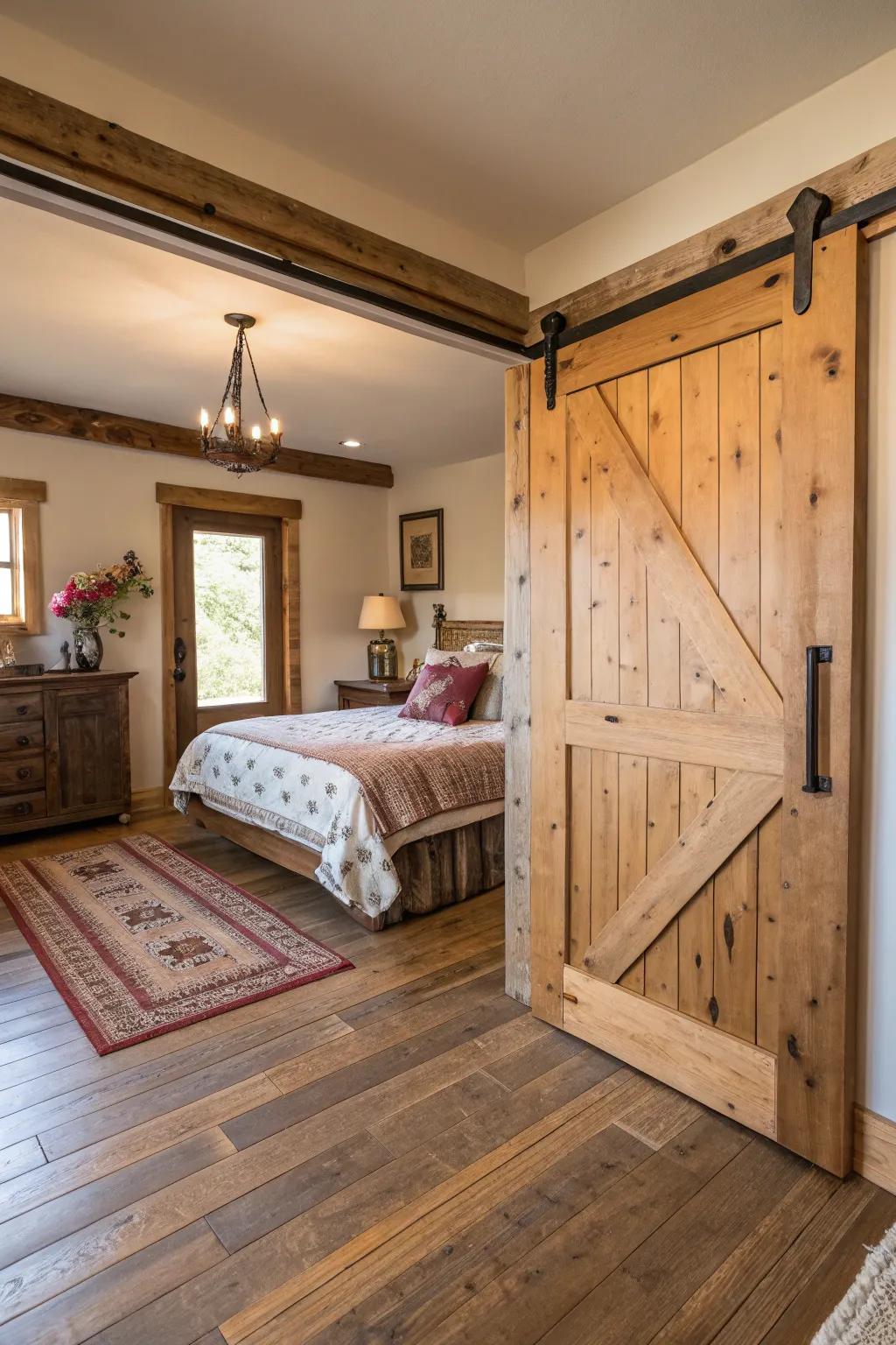 A sliding barn entrance appending countryside style and functionality.