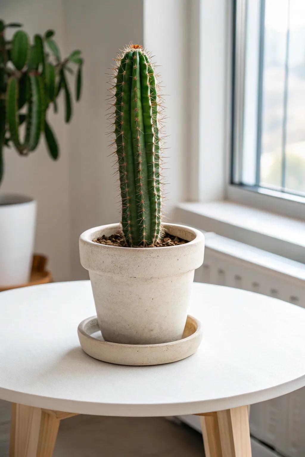 A single cactus in a simple pot makes a bold, elegant statement.