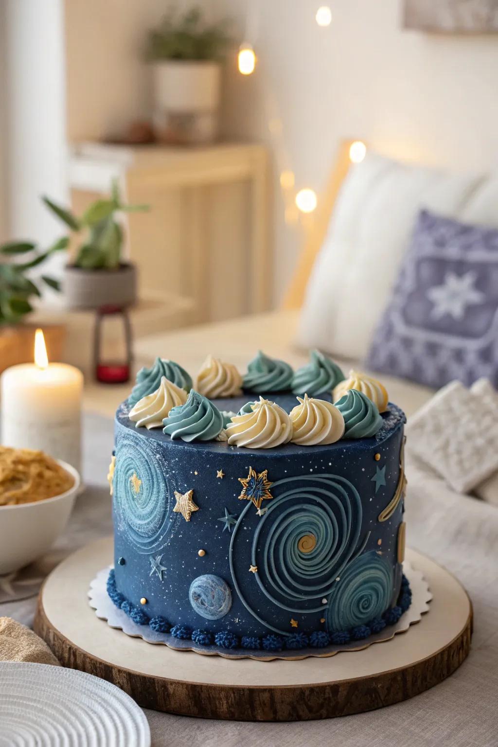 Dreamy heavenly designs in buttercream for a captivating cake