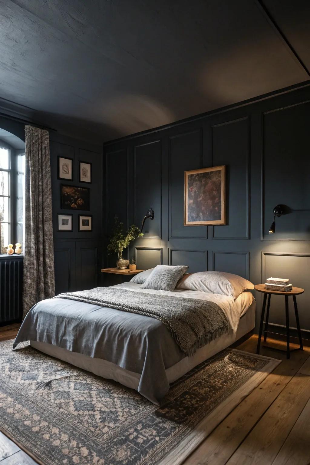 Dark shades make a cozy and stylish getaway.