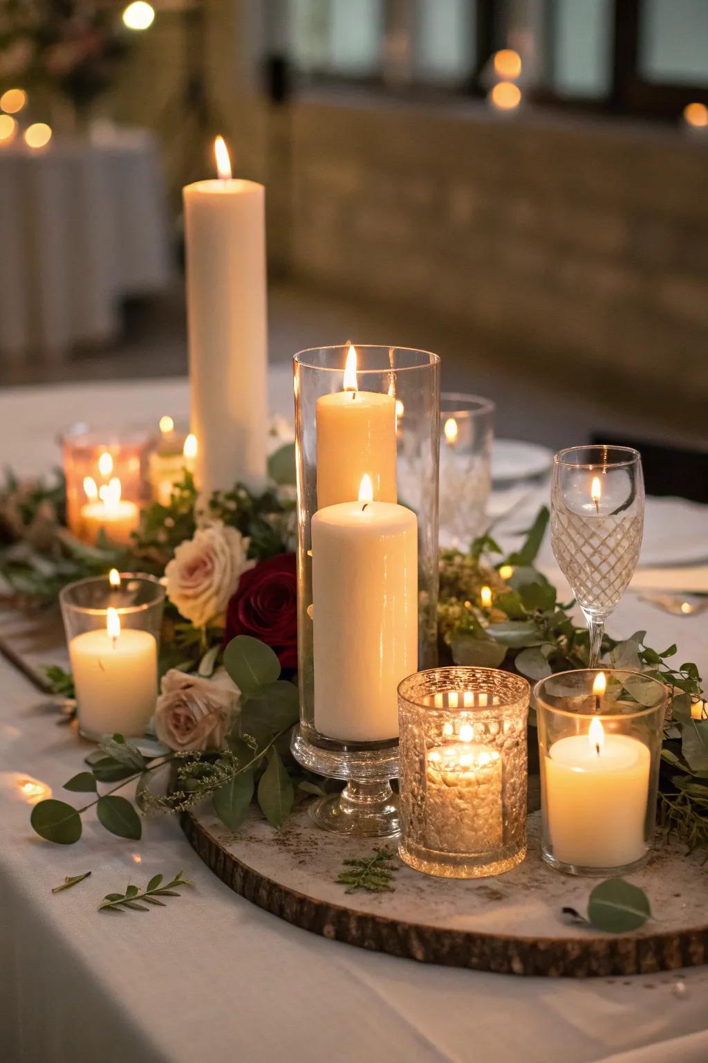 Light source centerpiece establishing a romantic atmosphere.