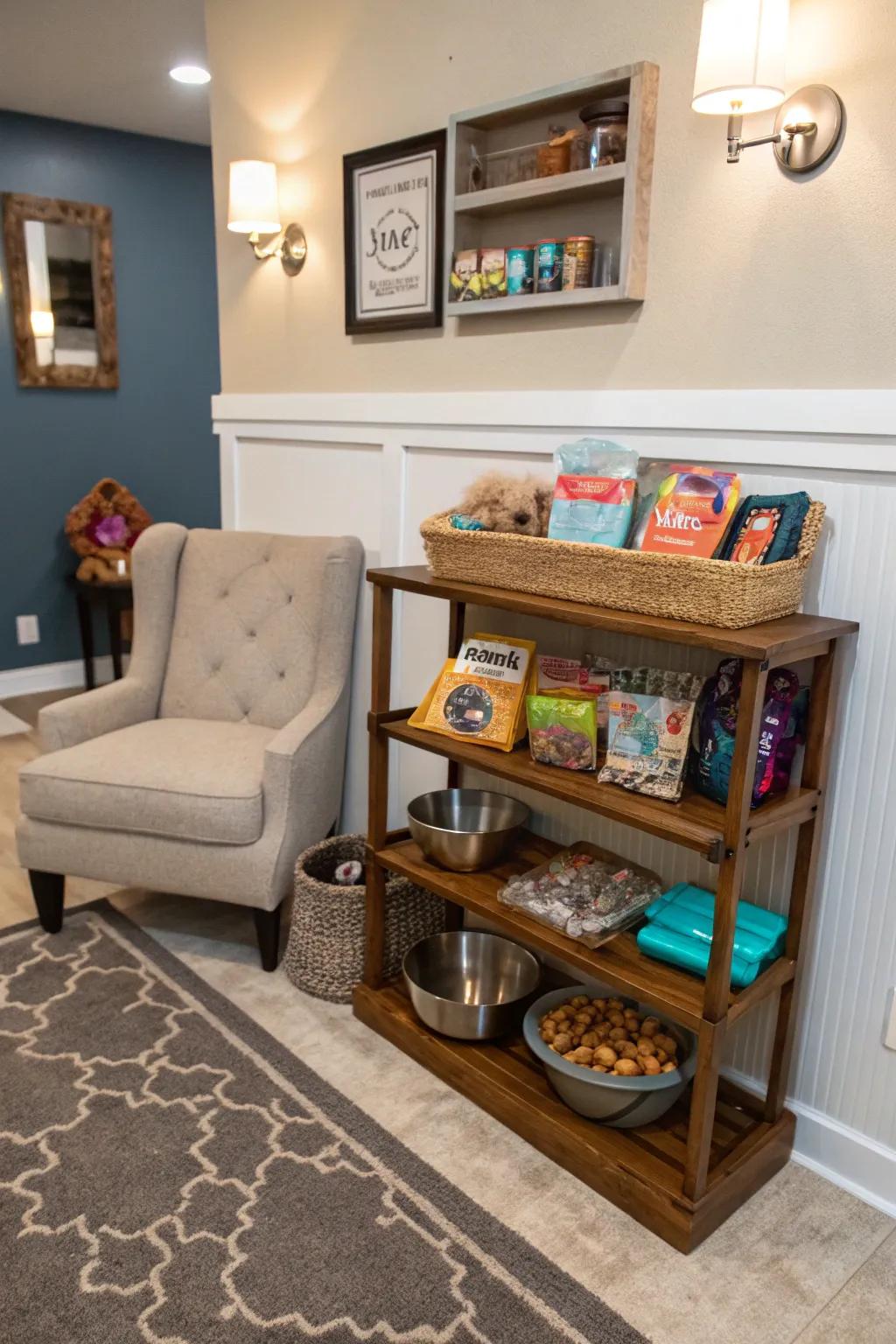 Keep your pet's essentials organized with a dedicated shelf.
