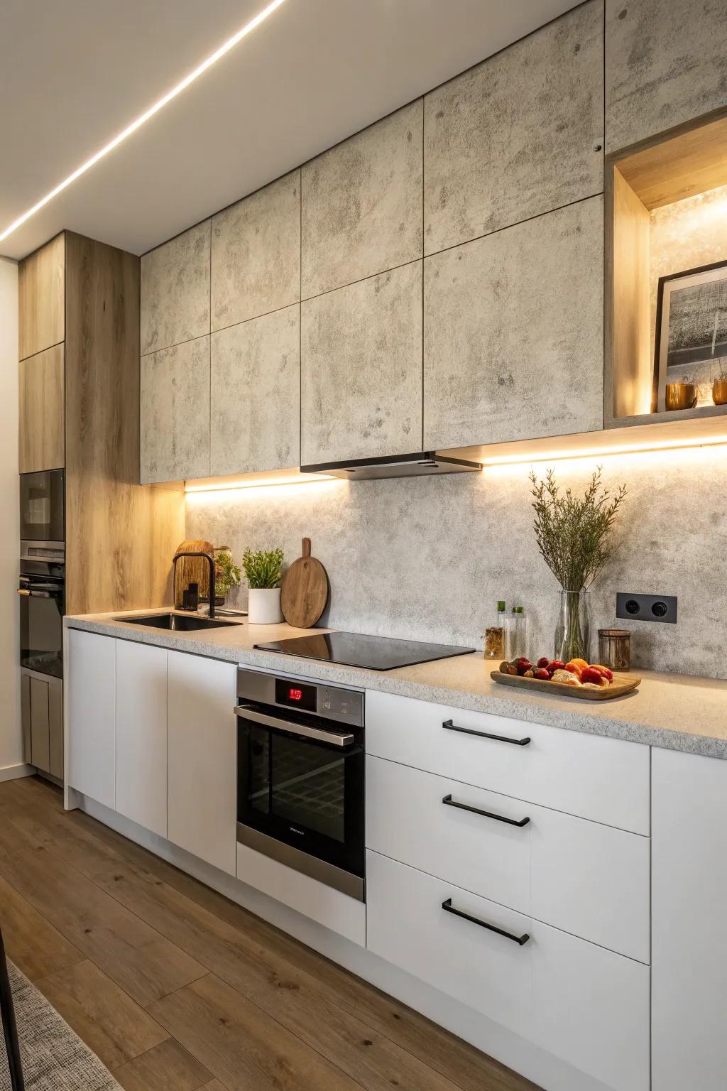 Concrete backsplashes offer a sleek and understated elegance in kitchen design.