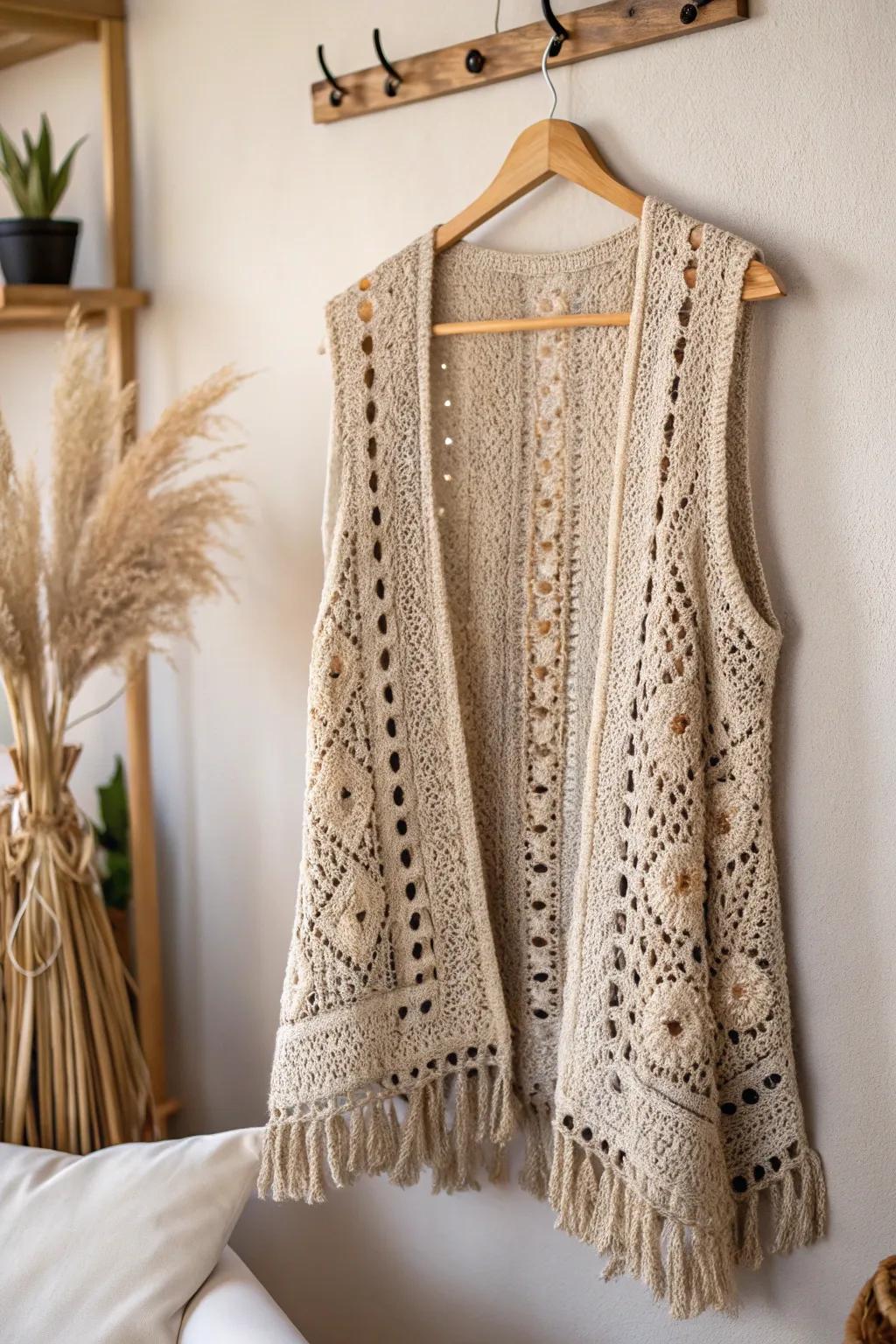 Layered Opulence: Spruce up your style with the timeless elegance of a handcrafted stitchwork vest.