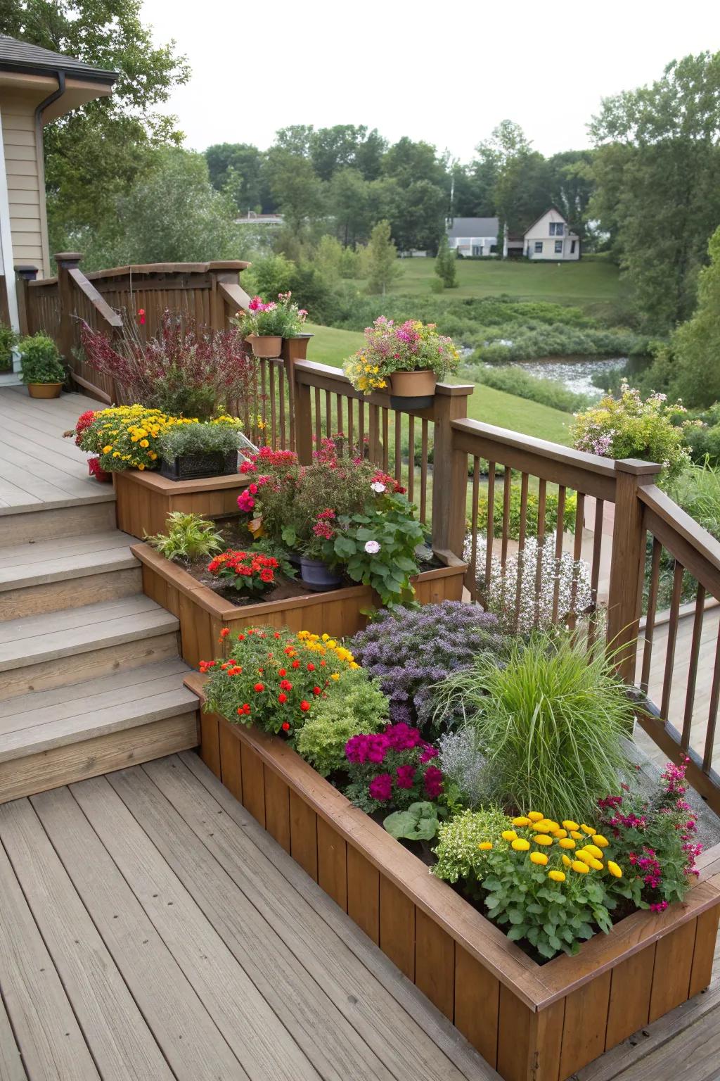 Steps with integrated greenery beds for a touch of greenery
