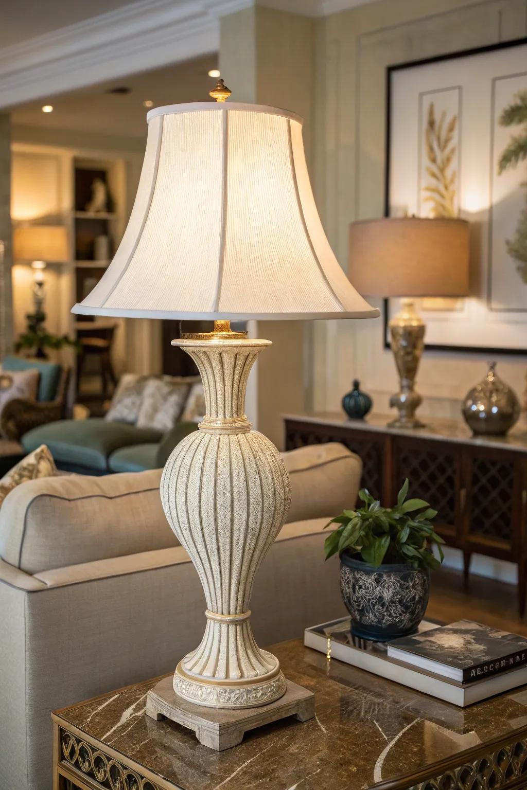 Sculptural lamps enhance home decor with artistic designs.