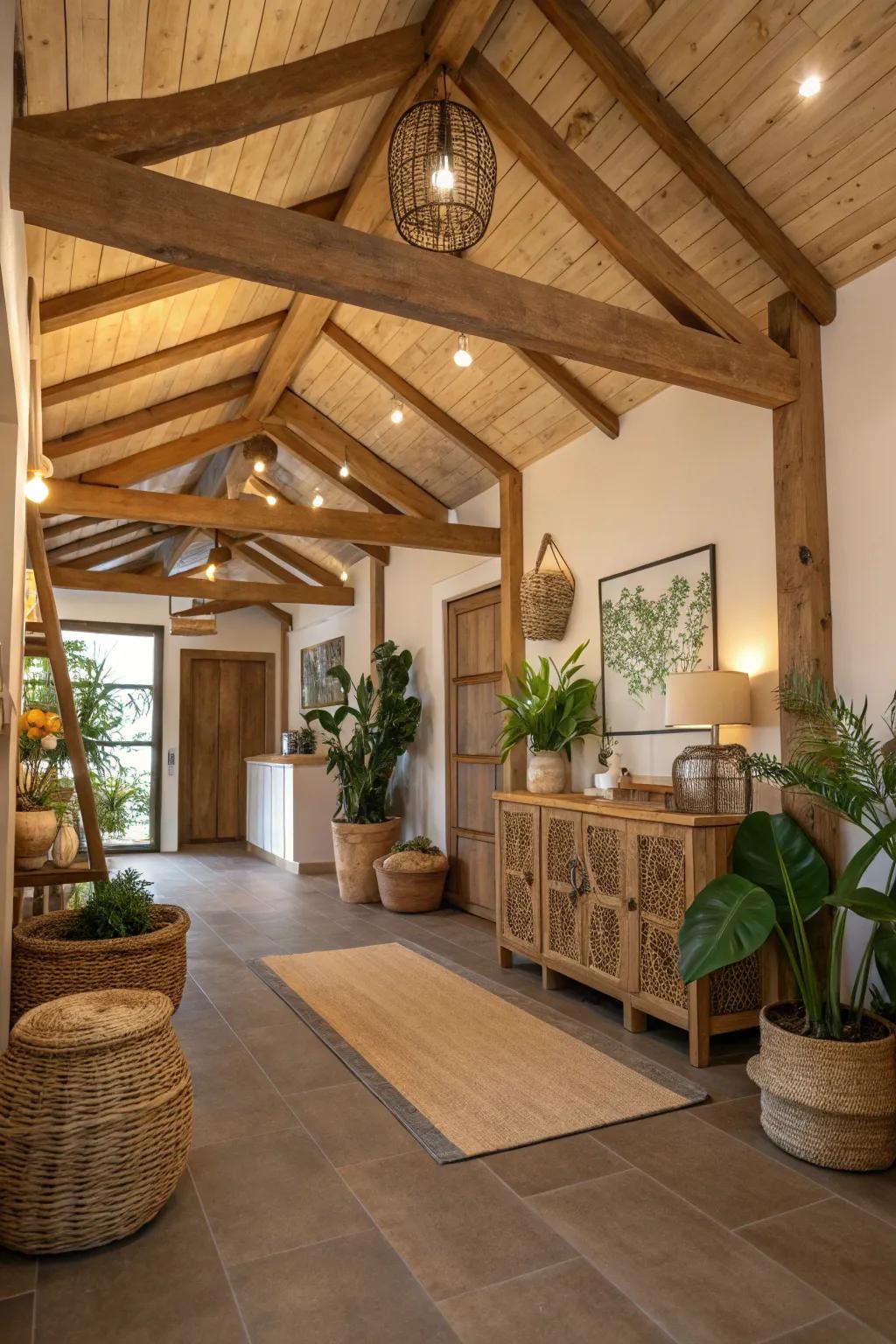 Sustainable beams bring an organic and earthy vibe to any space.