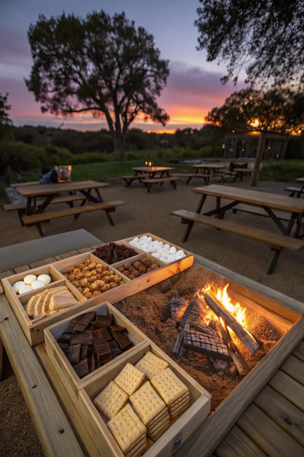 An inviting s'mores station for fun outdoor gatherings.