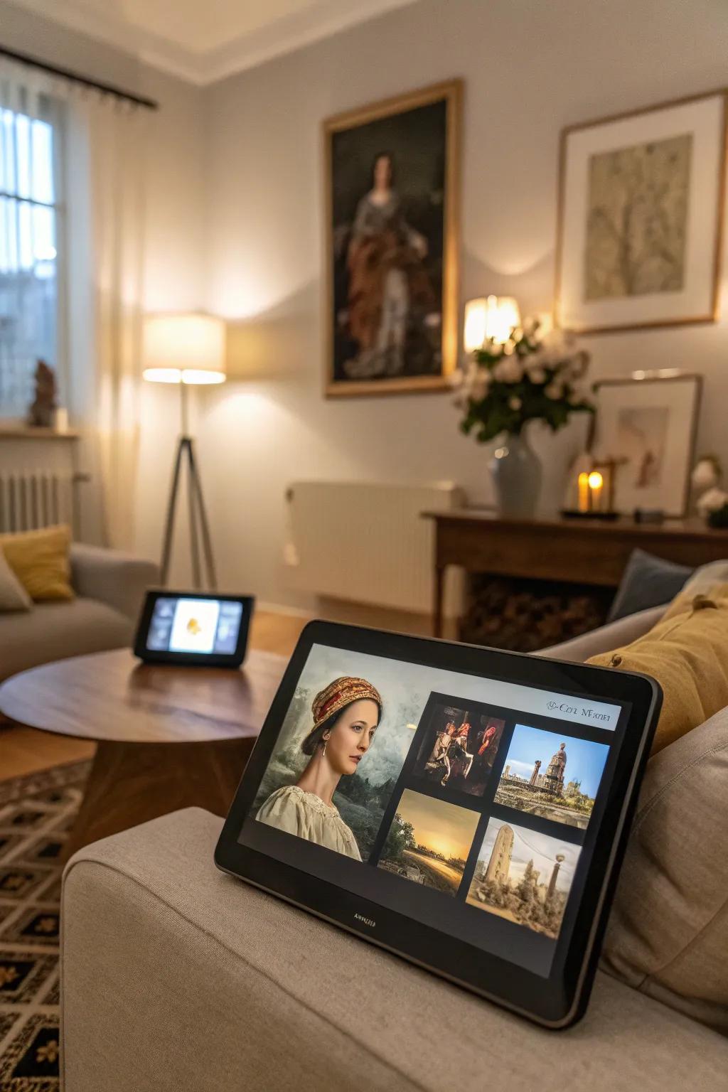 A virtual art gallery built through an electronic picture display.