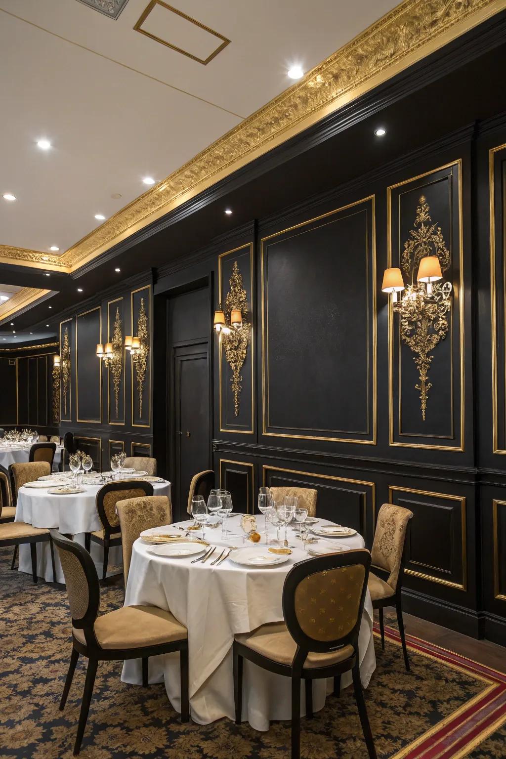 Black and gold convey a sense of luxurious, timeless elegance.