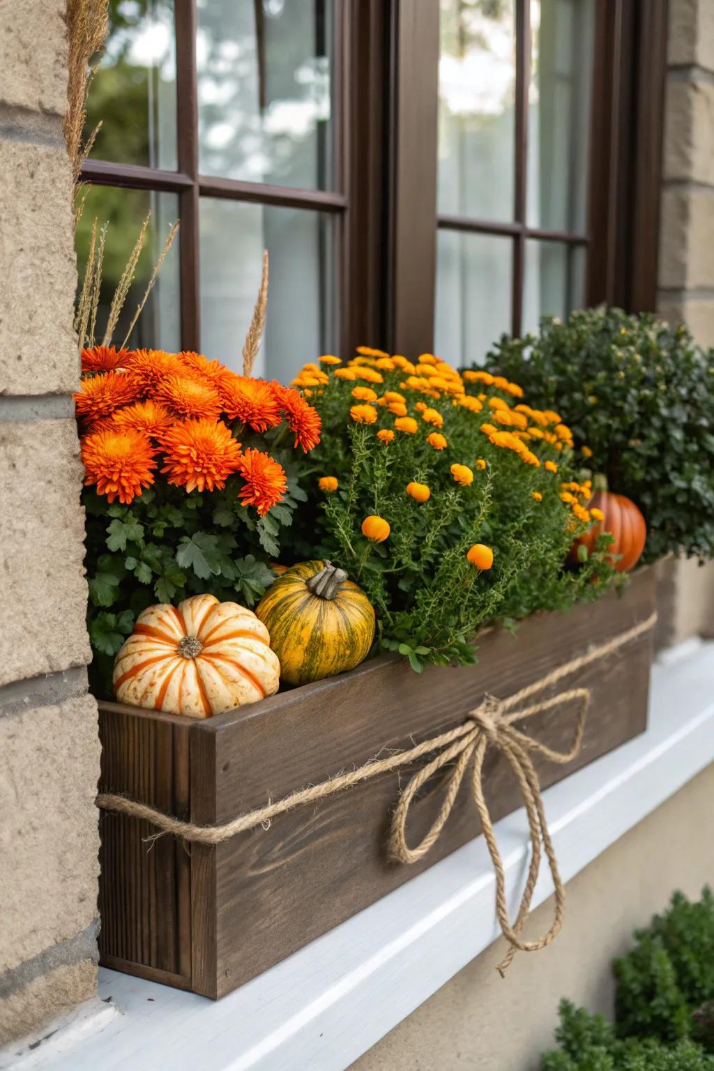 Cable adds countryside charm to window boxes.