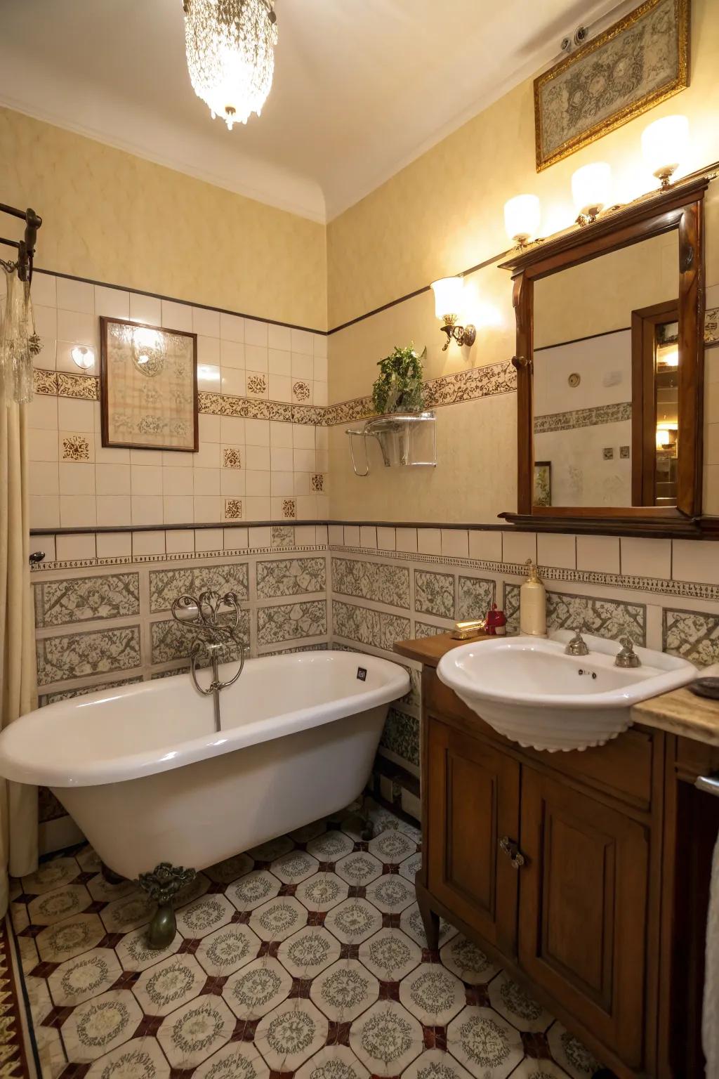 Classic details add charm and a timeless feel to the private bathroom.