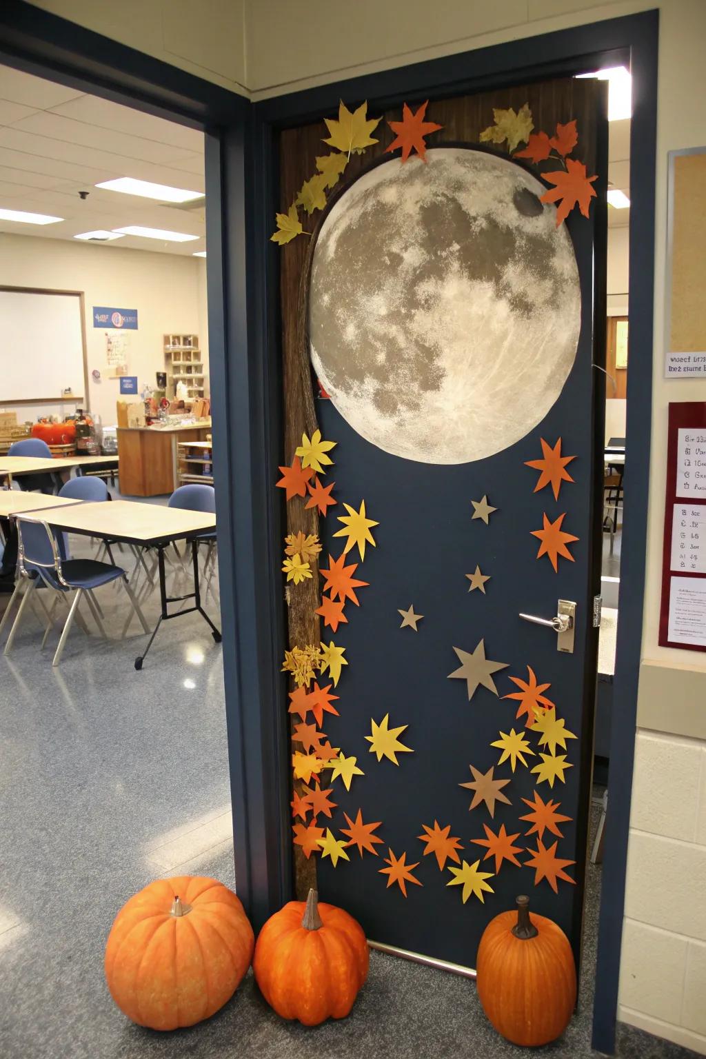 Autumn moon entrance decor with a dreamy atmosphere.