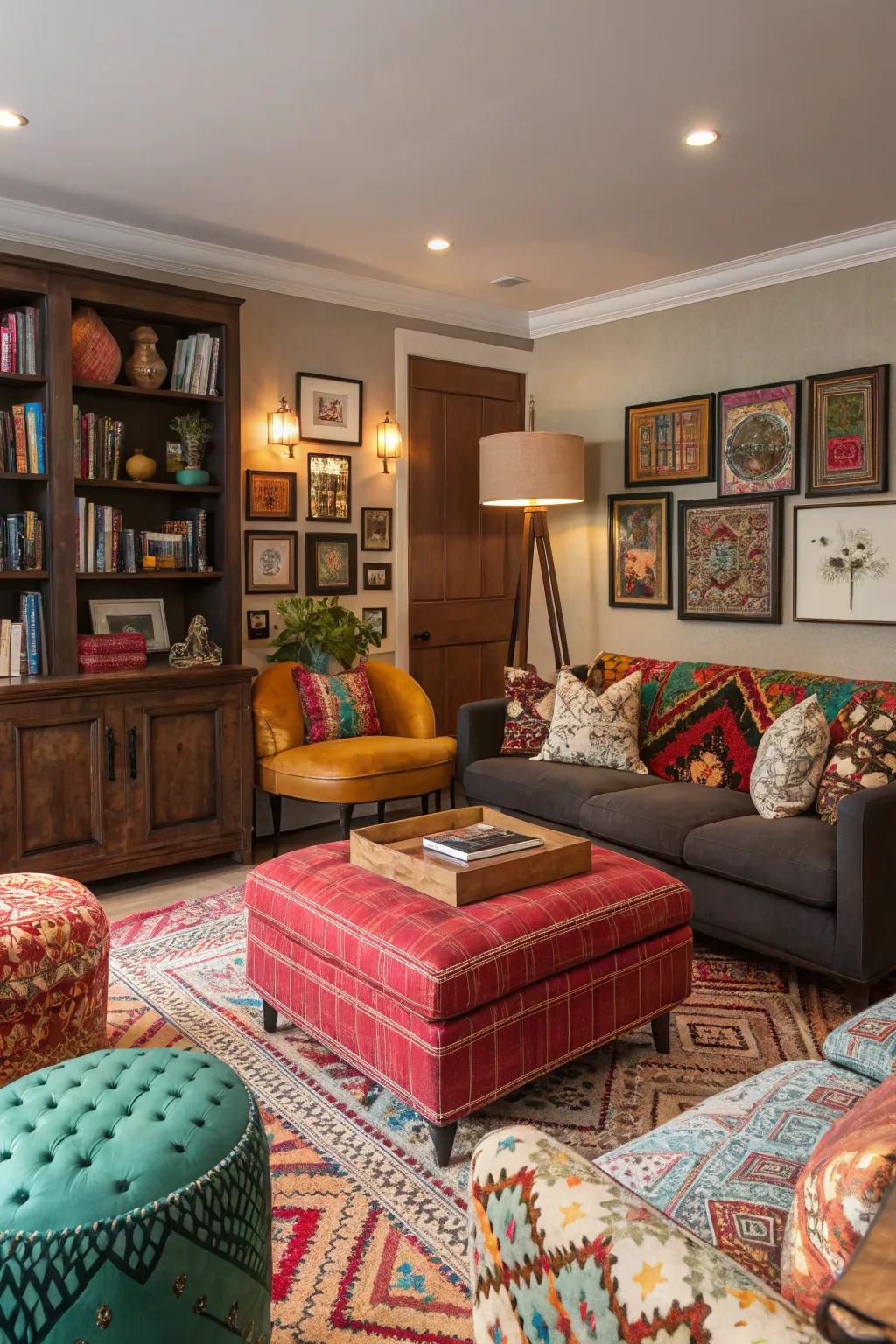A family room alive with varied combinations.