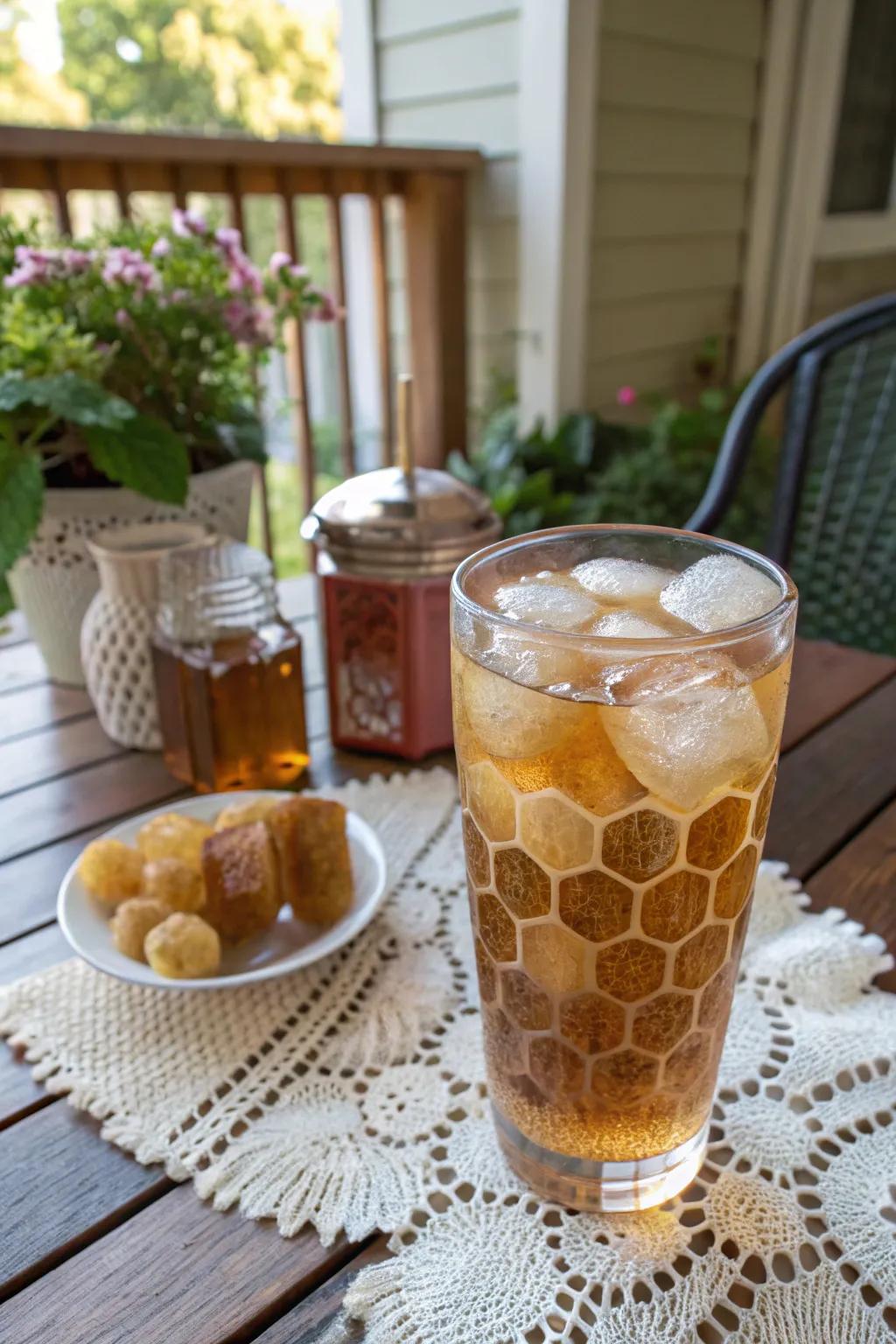 Honeycomb ice pieces for a natural sweetness.