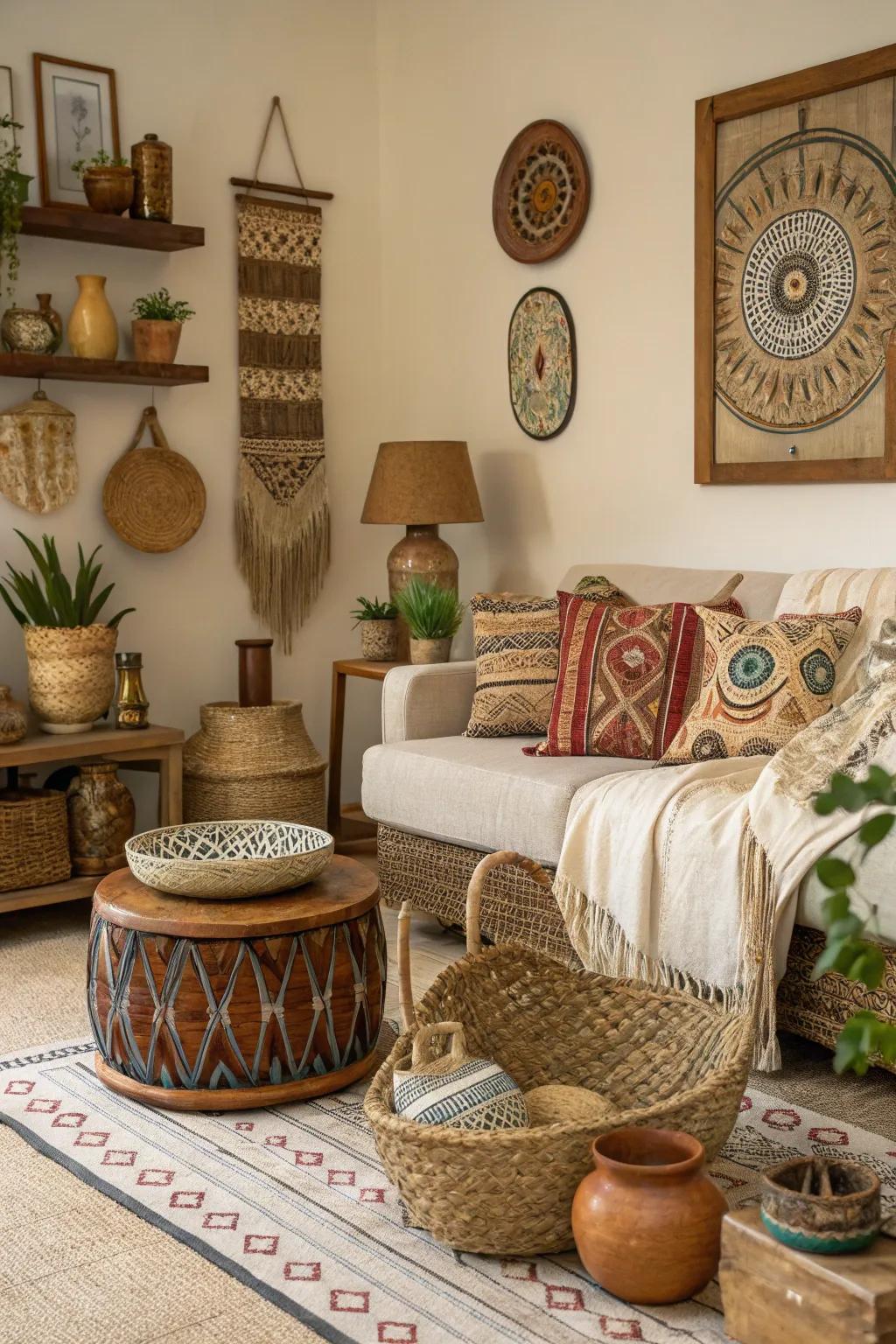 Handmade pieces enrich your living room with unique personality.