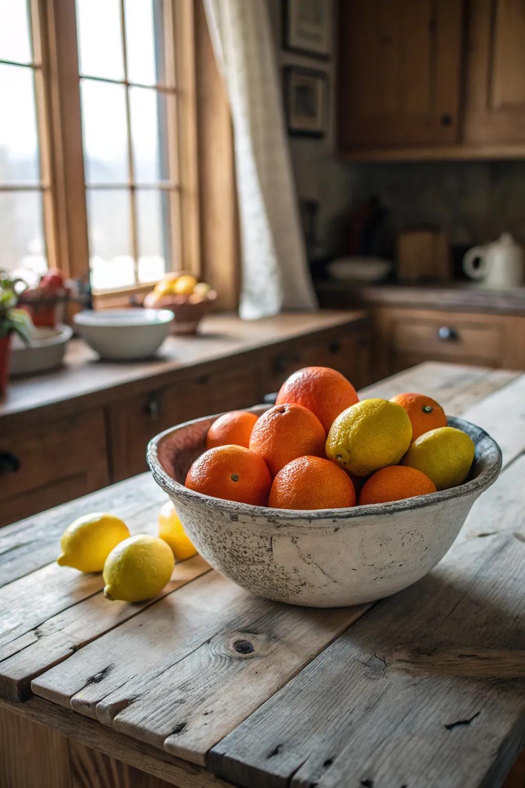 Citrus fruits add a vibrant burst of color and refreshing scent.