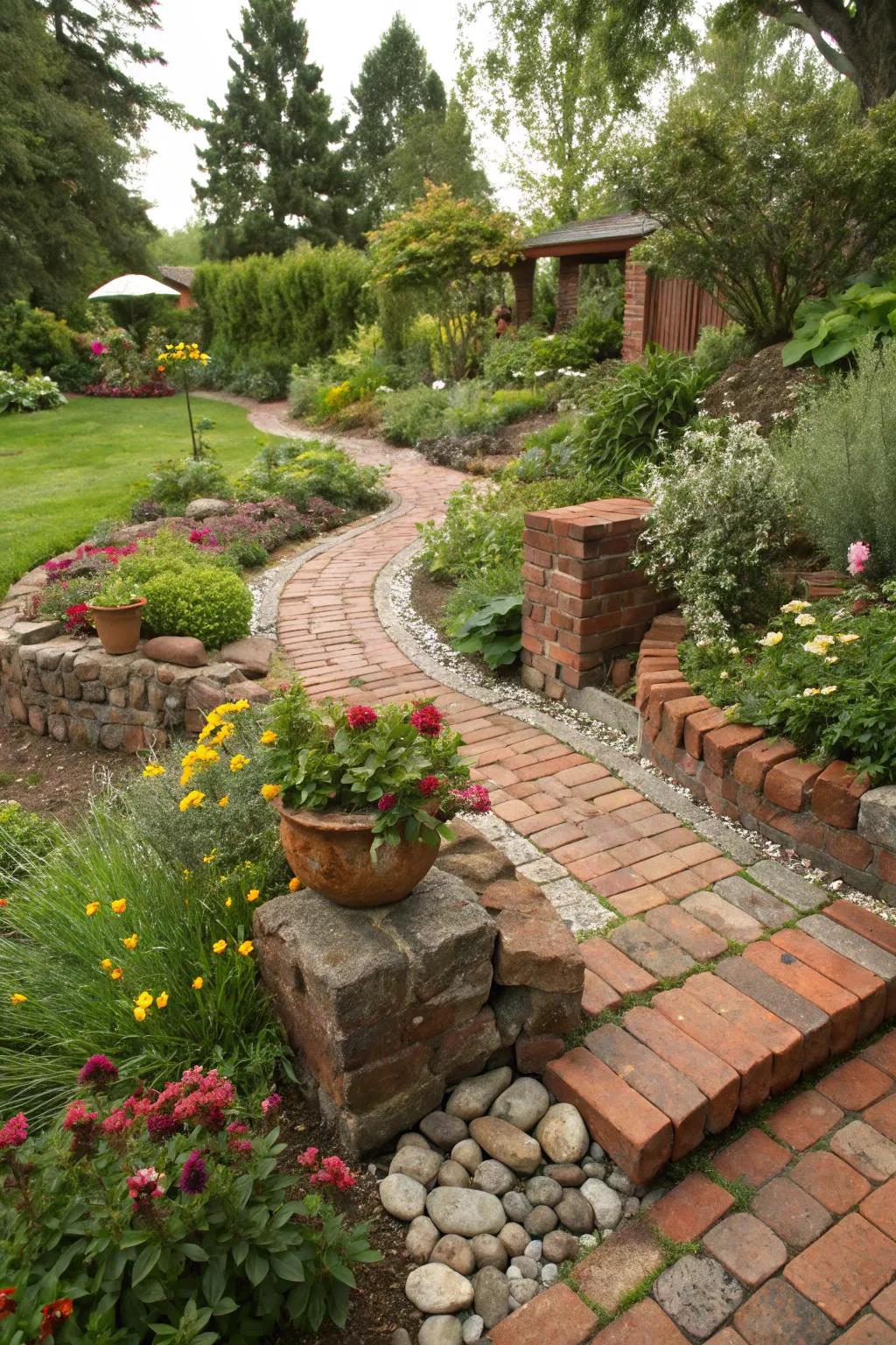 Reclaiming resources introduces a unique and sustainable touch to gardens.