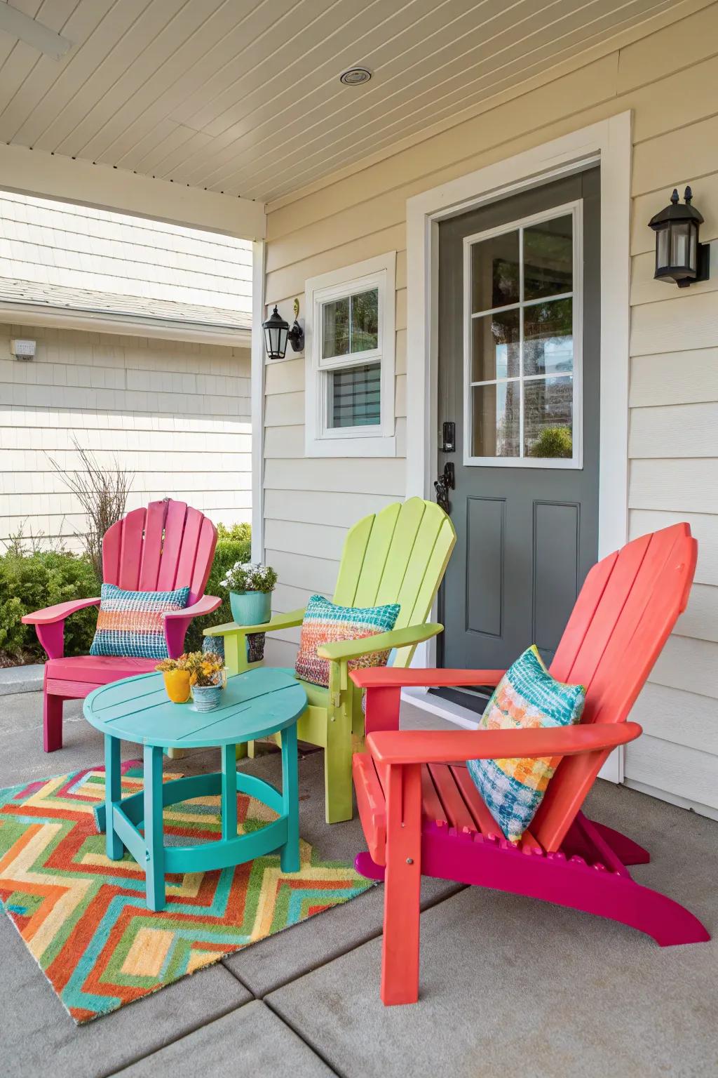 Brightly tinted furnishings enliven and energize patio settings.