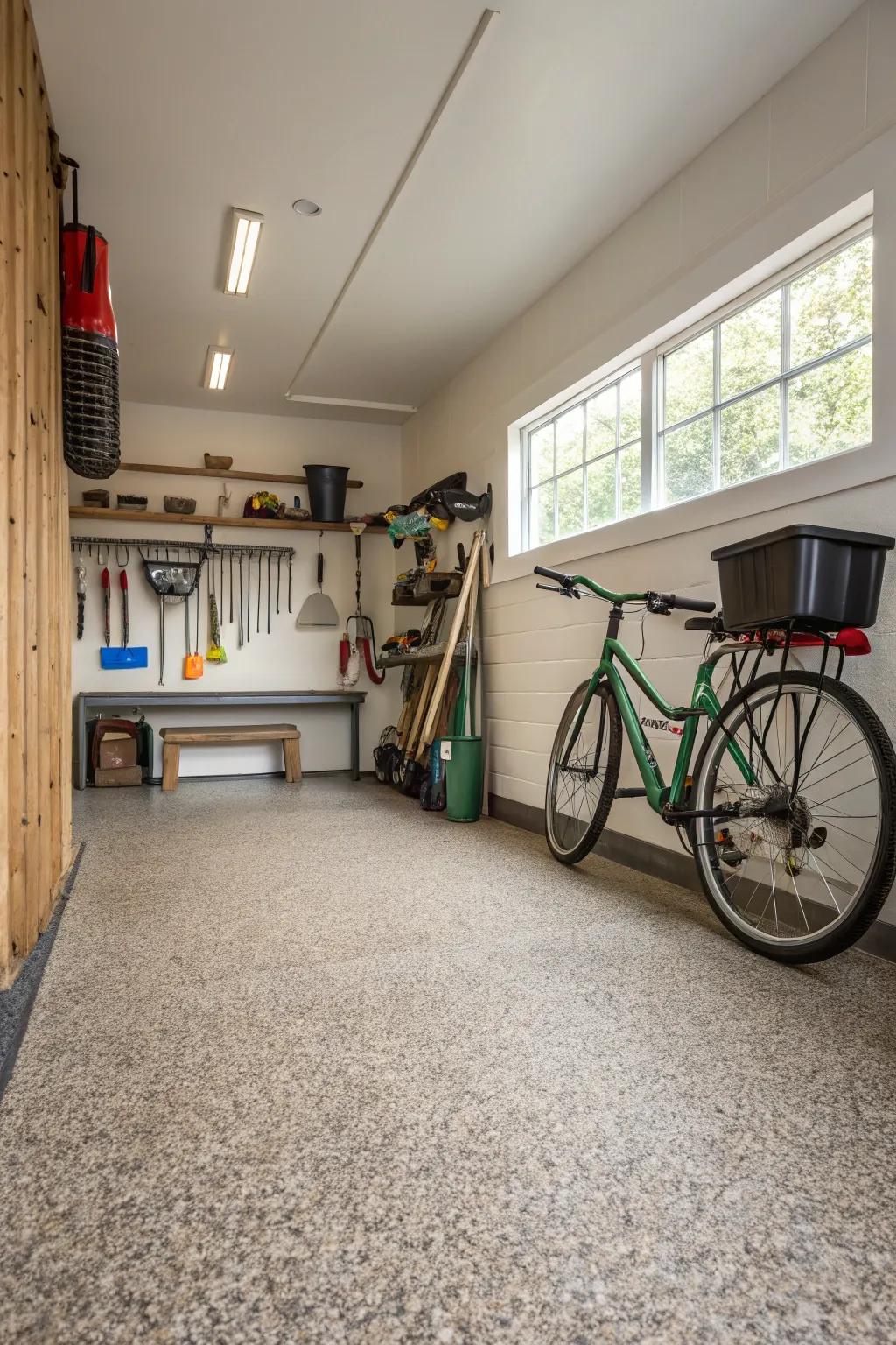 Add natural texture with pebble tiles.