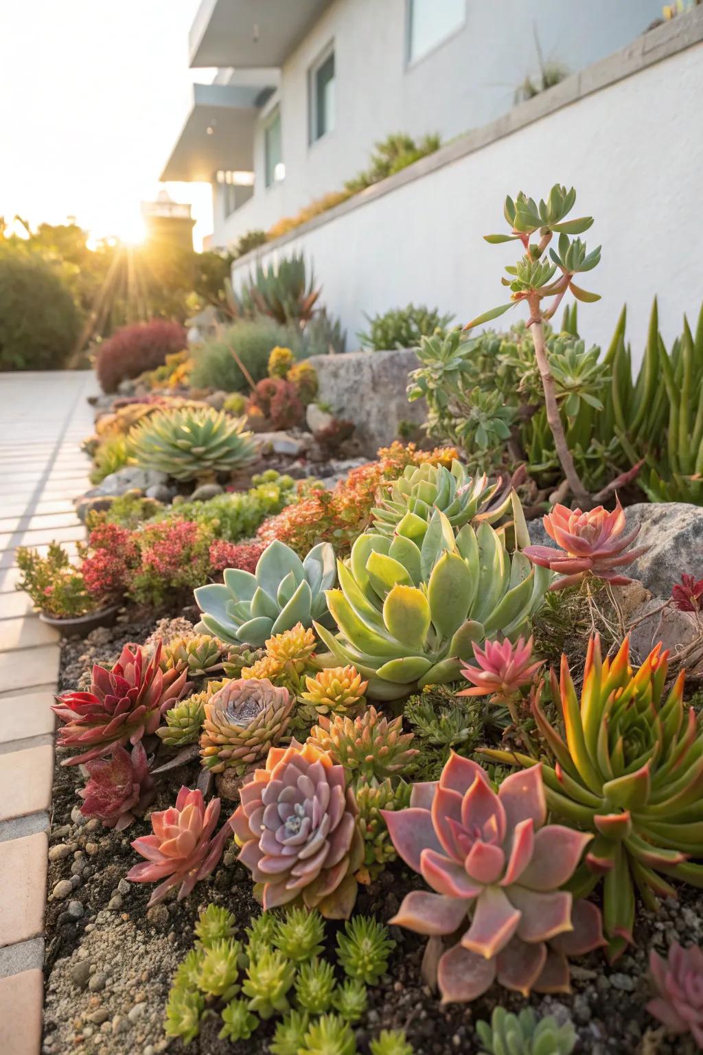 Succulent patches offer a sculptural solution that thrives without much water.