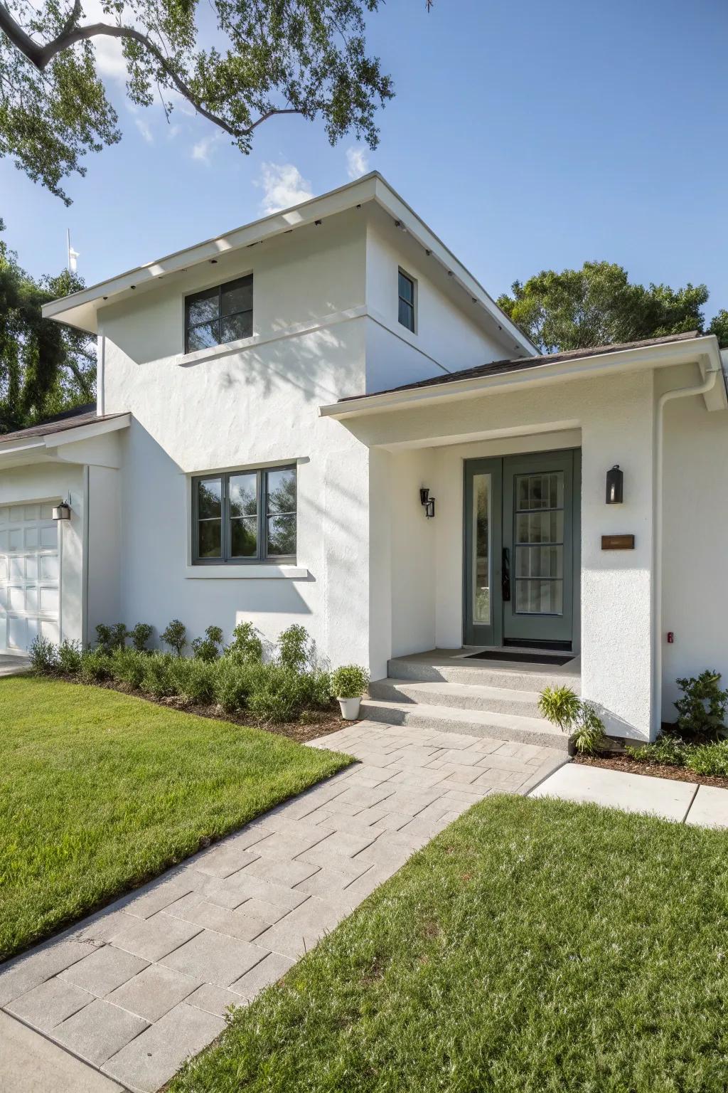 A fresh coat of finish rejuvenates this home's facade.