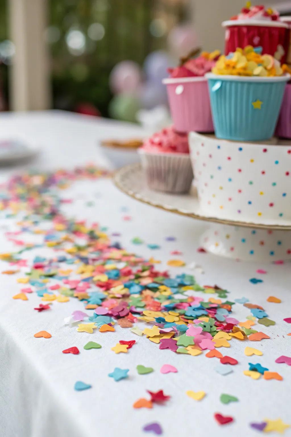 Inventive confetti incorporates a playful touch to your décor.