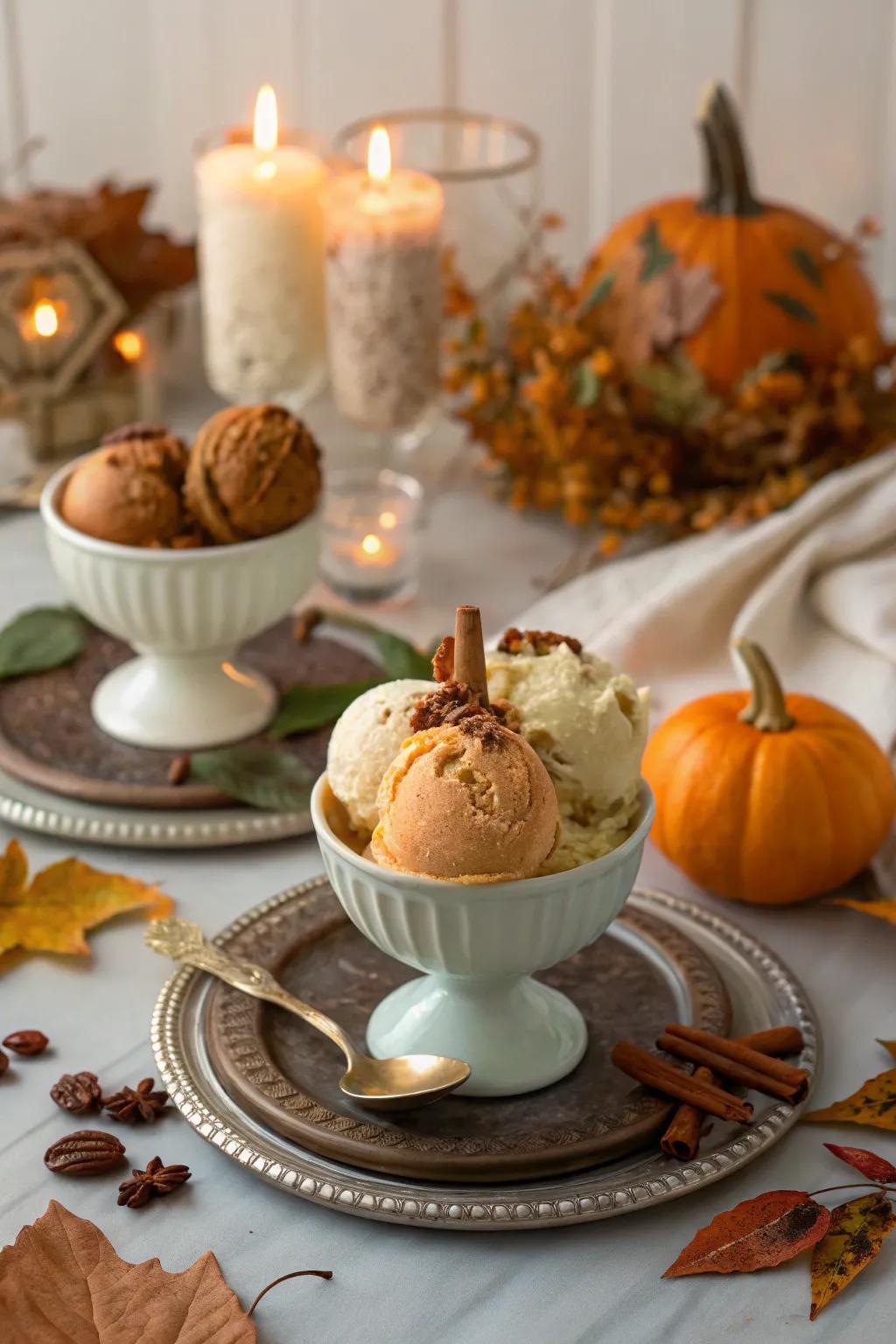 A seasonal ice cream taste display that honors the essence of the season.