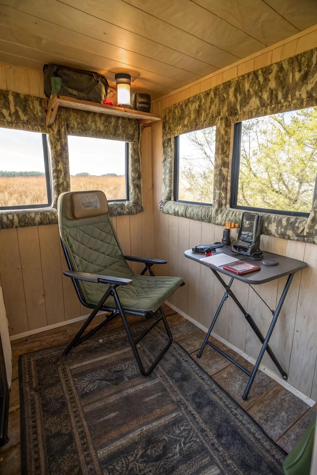 Chairs minimize disruption during a hunt.