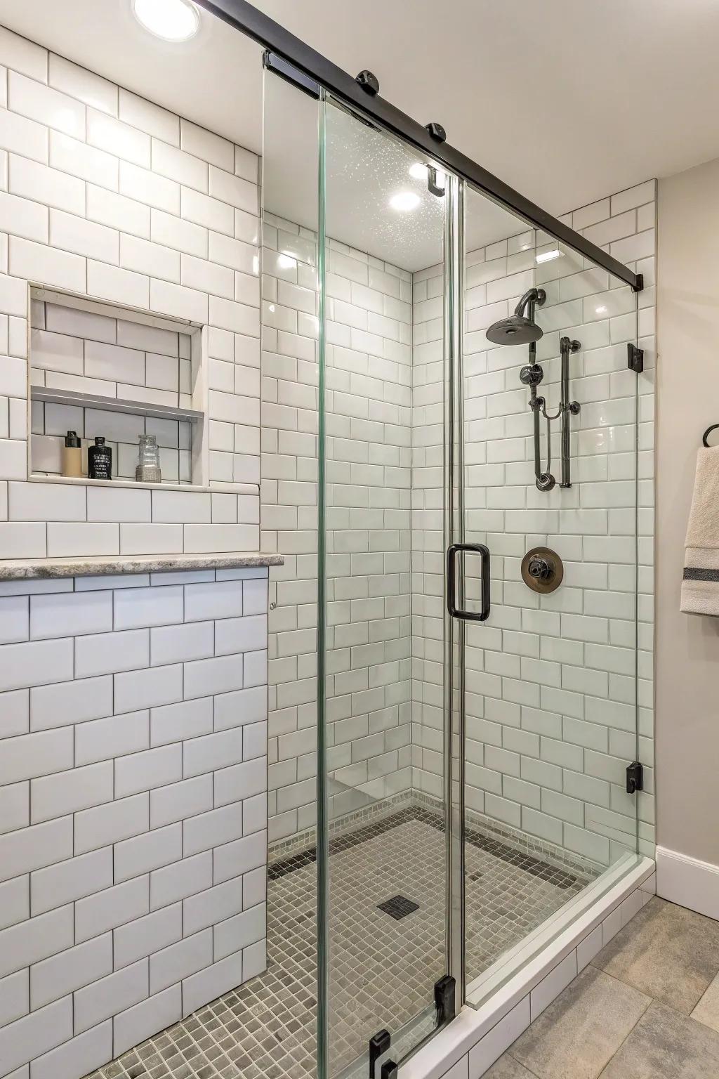 Rectangle tiles give a classic look.