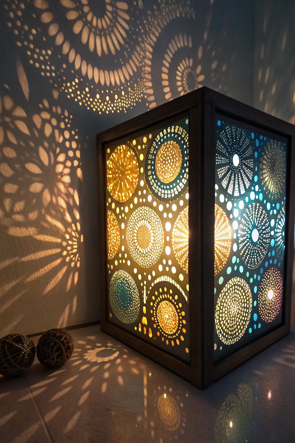A dazzling light-filled Christmas shadow box
