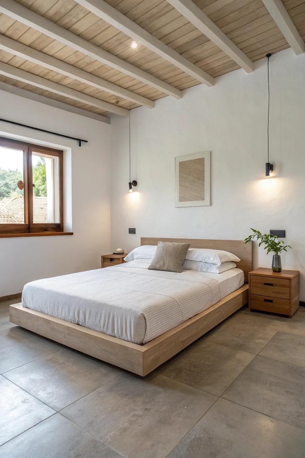 Suspended shelves keep it clean and modern.