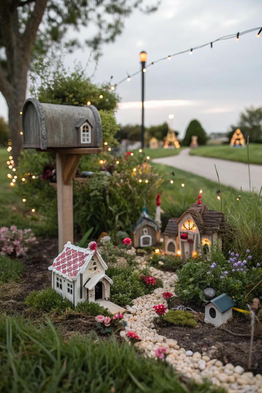 A sprite garden adds a magical and playful element to your mailbox.