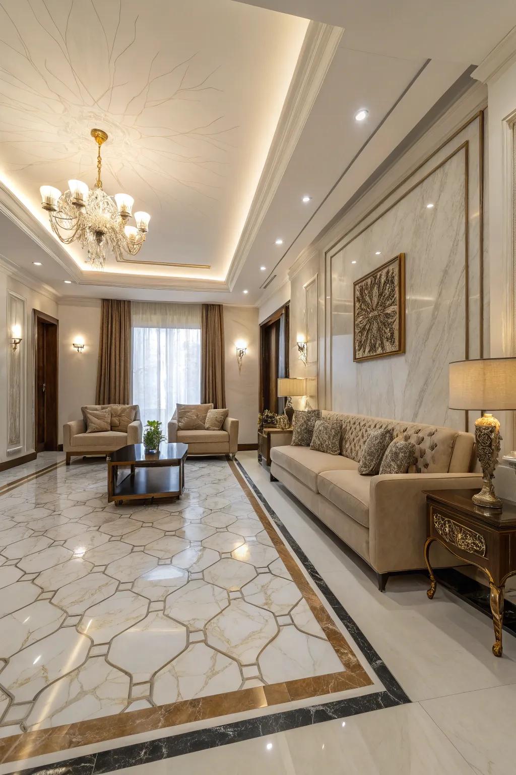 Symmetrical design enhances the harmony of stone floors.