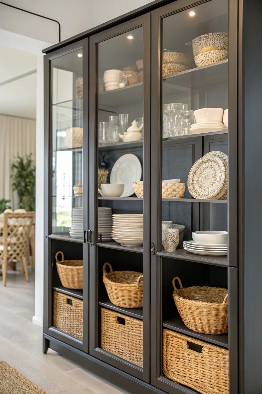 Boxes append texture and storing to a display cabinet.