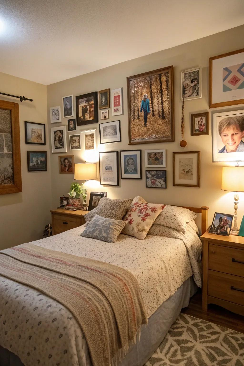 Personal art pieces incorporate a touch of individuality and warmth.