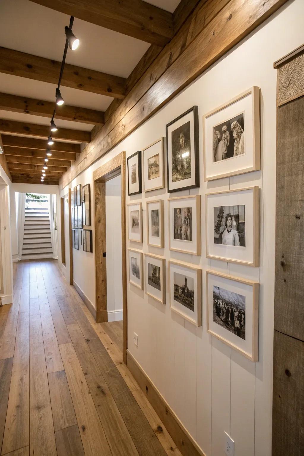 Monochrome family photographs creating a nostalgic gallery.