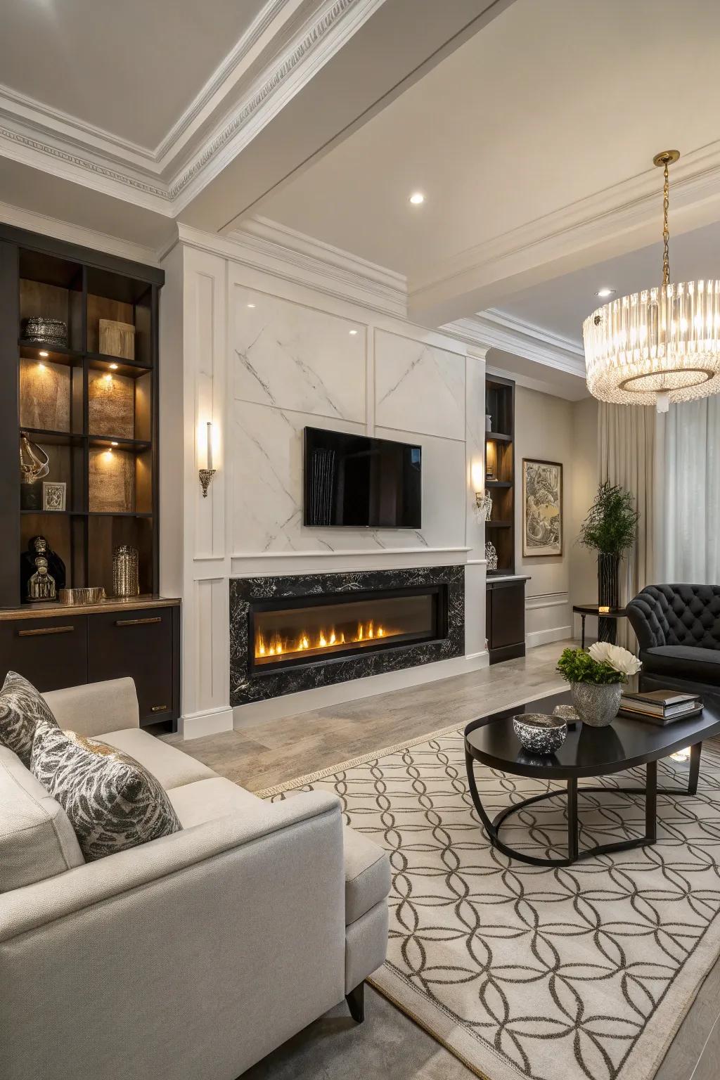 A changeable gas fireplace that allows the adaptation of its design.