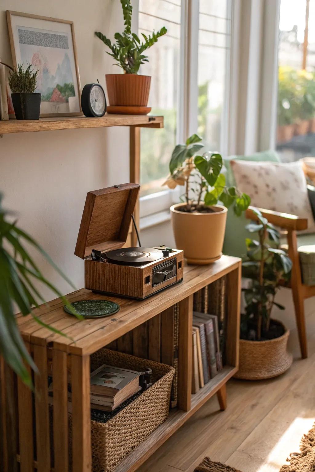 An eco-conscious music box aligning with sustainable living.