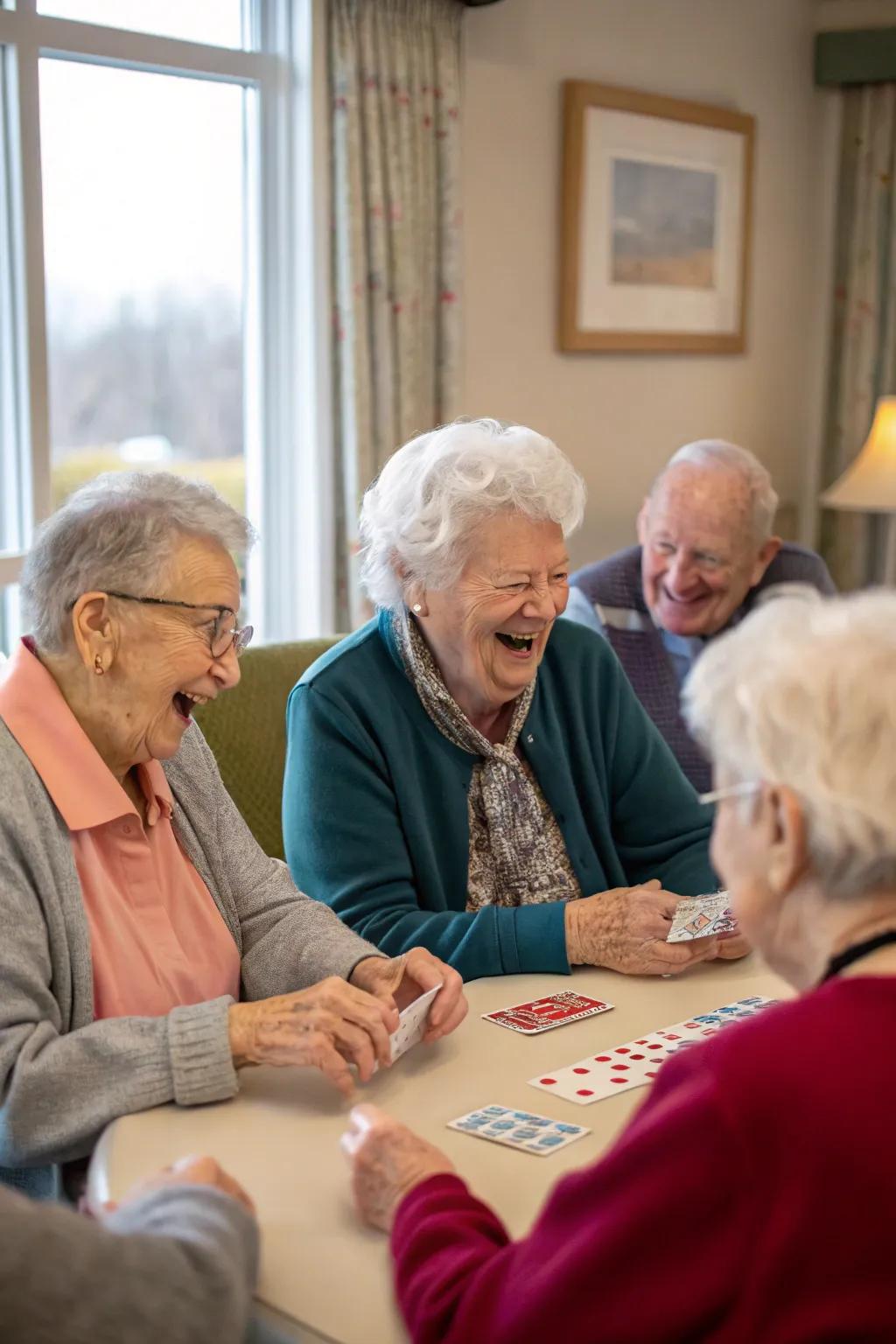 Residents delighting in an engaging story activity filled with creativity.