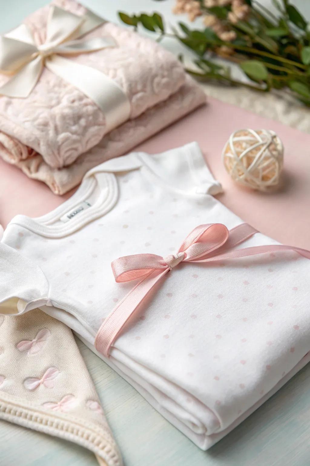 A sweet onesie showcasing a charming ribbon bow.