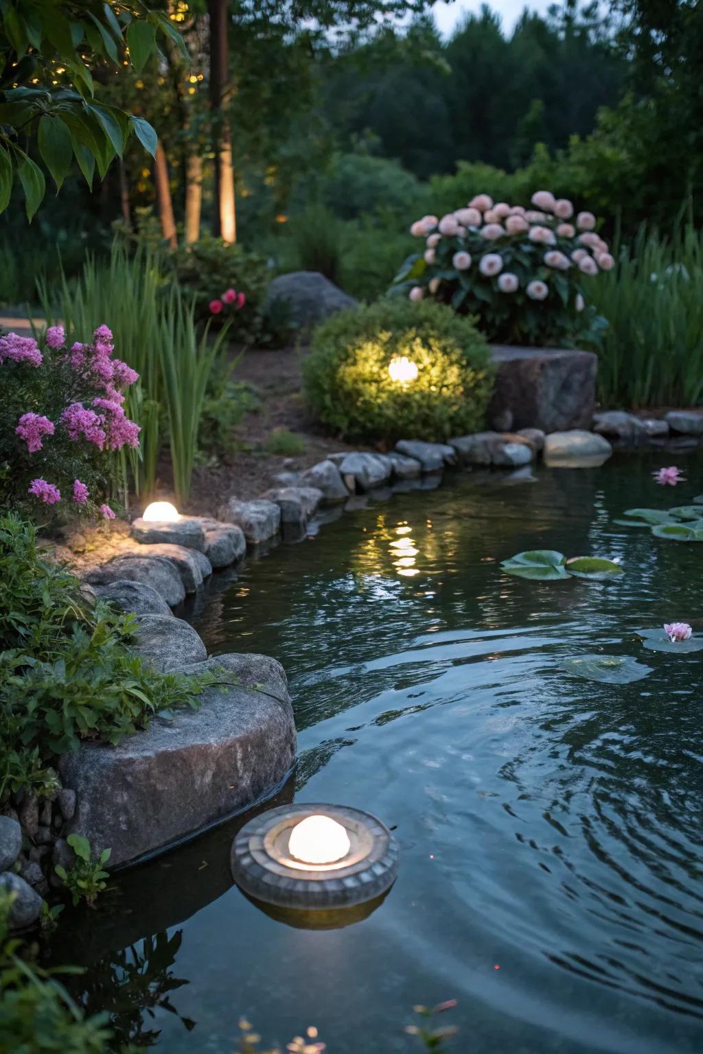 Improve your water features using peaceful illumination.