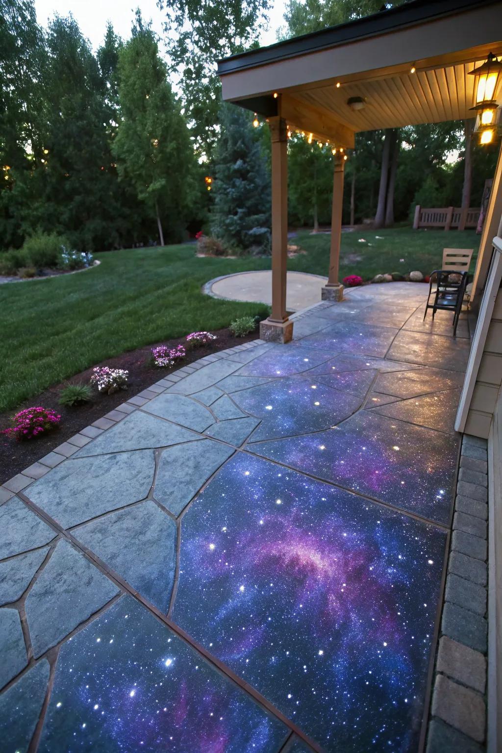 A cosmic outcome on the patio designs a mesmerizing and celestial atmosphere.