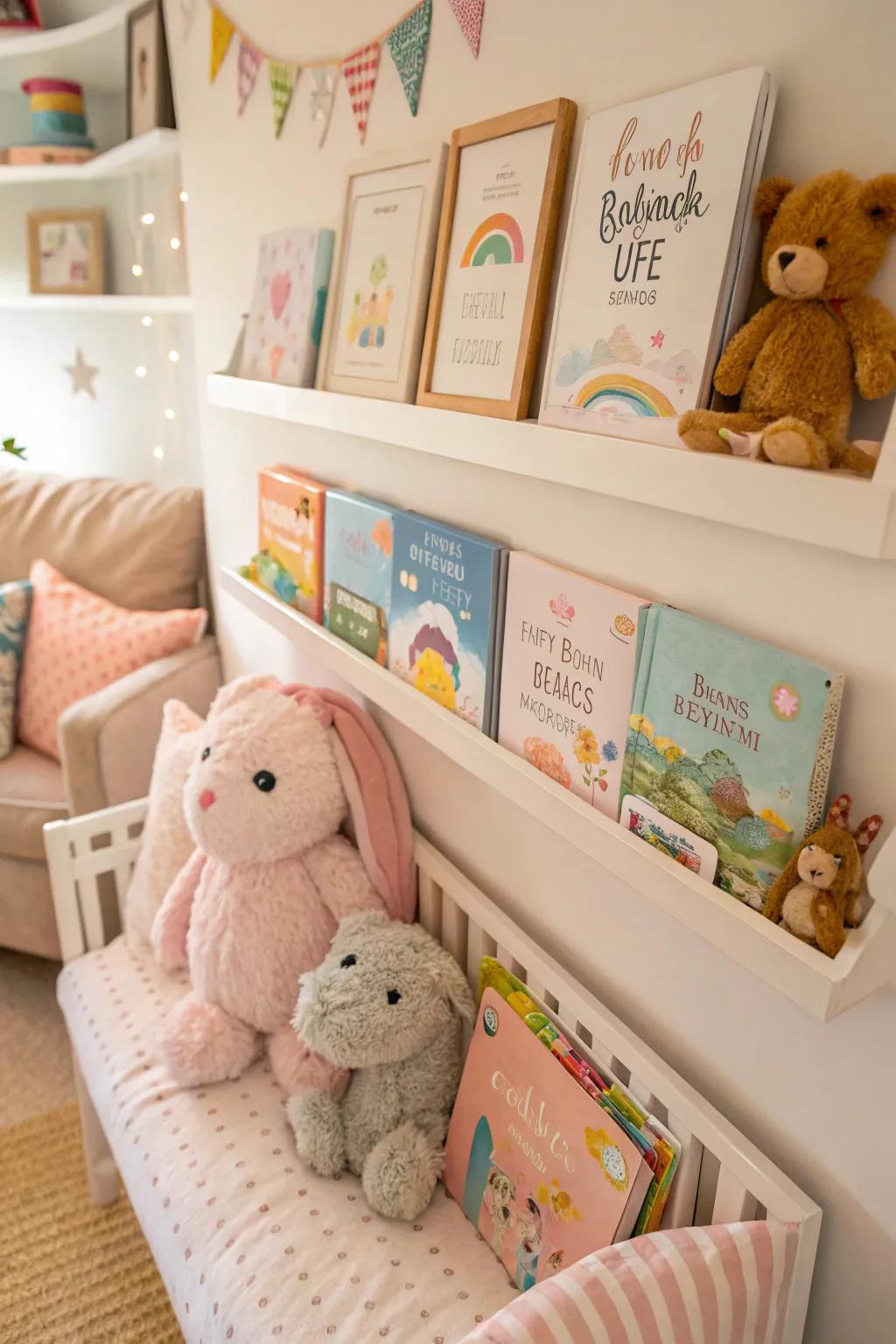 A nursery display ledge adds charm and practicality.