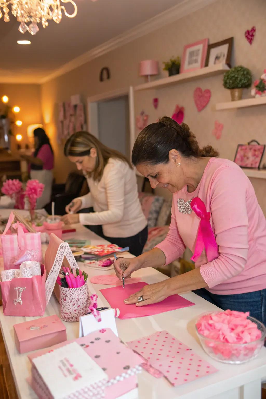 A creative craft area allows those attending to craft roseate-themed keepsakes.