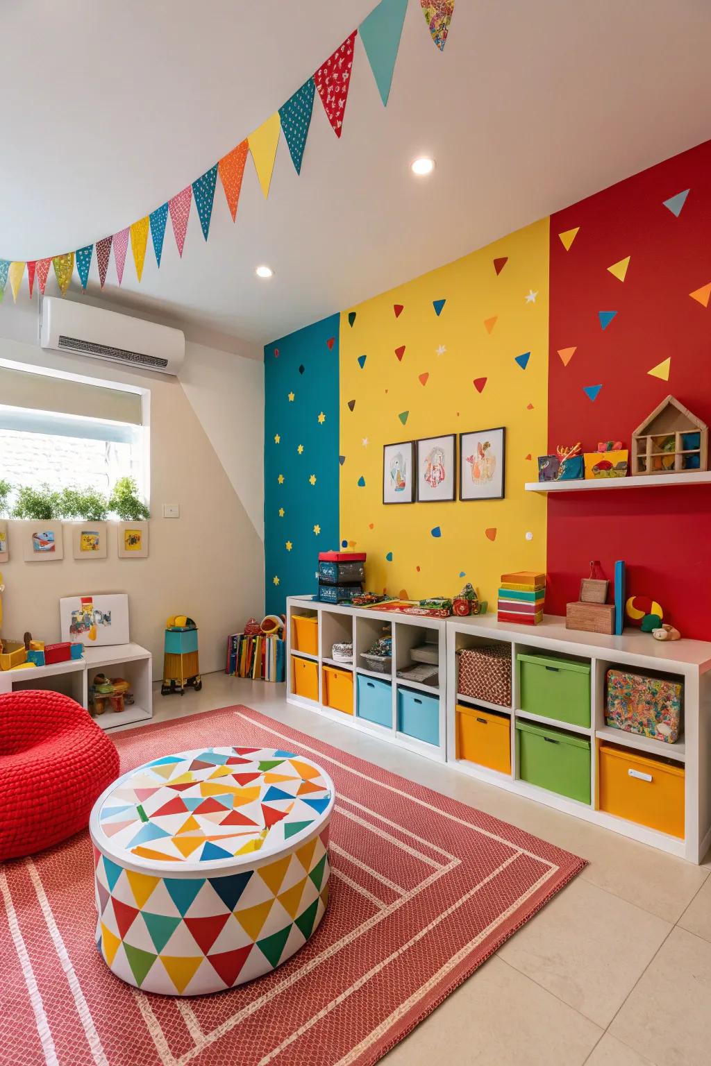 Vivid color highlights enhance the recreational space.
