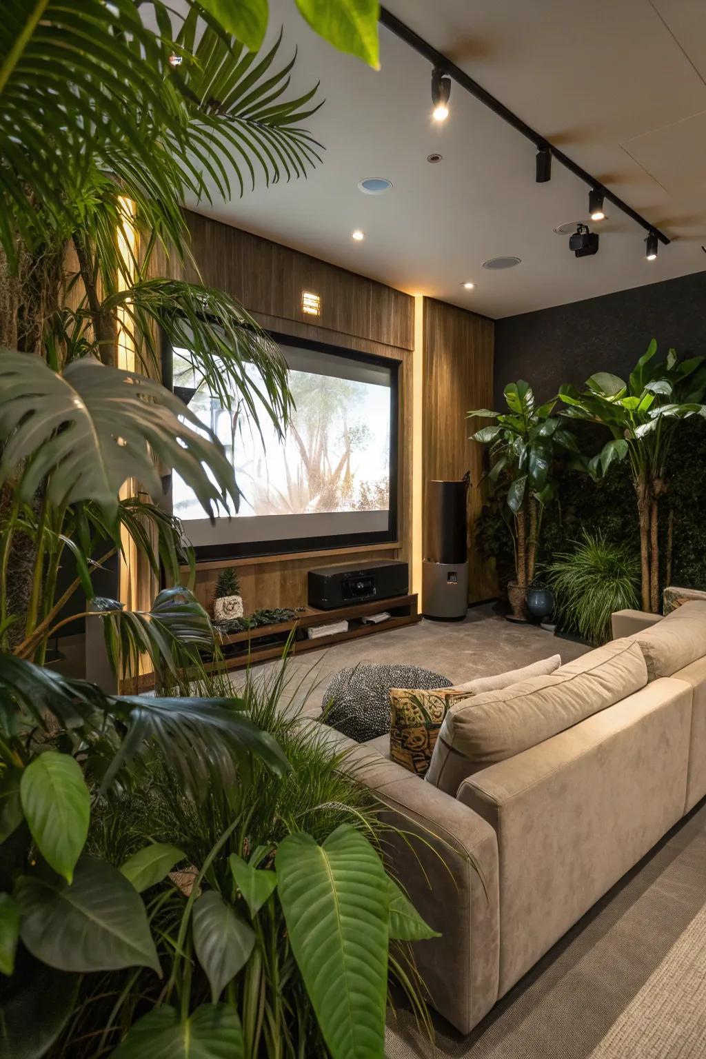 Plants bring a fresh and lively feel to your projector room.