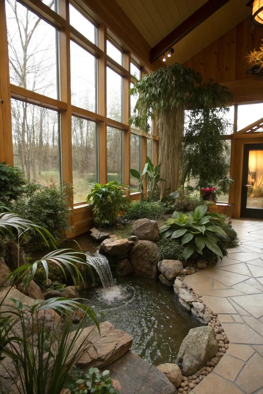 Natural elements create a calming oasis in your rec room.