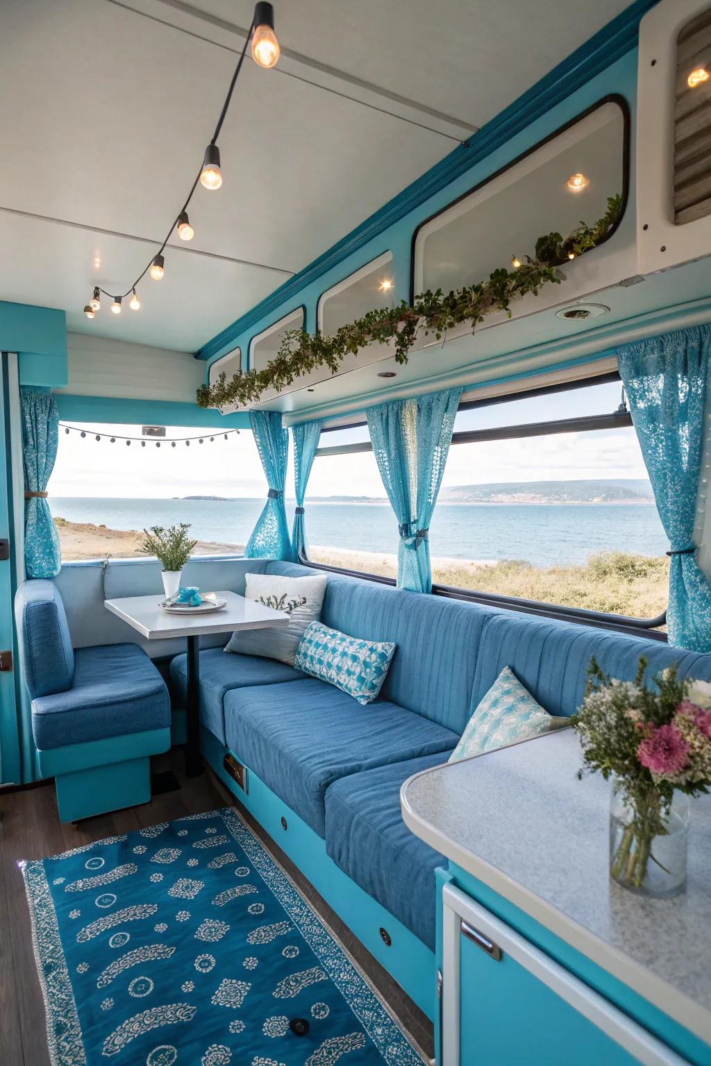 Serene azure cultivates a tranquil RV refuge.
